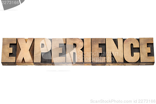 Image of experience word in wood type