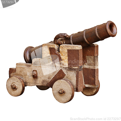 Image of Medieval artillery gun isolated on white background