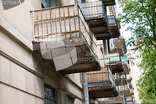 Image of balconies of old soviet house