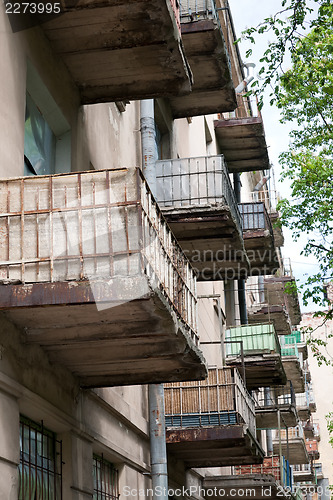 Image of balconies of old soviet house