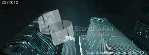 Image of Office buildings exterior at night - modern business architectur