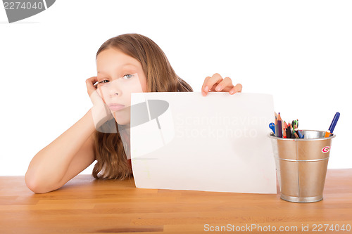 Image of Demoralized child shows a white sheet