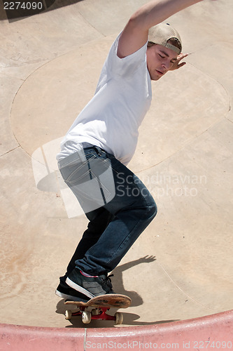 Image of Skateboarder In a Bowl