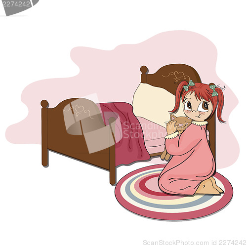 Image of little girl is preparing for sleep