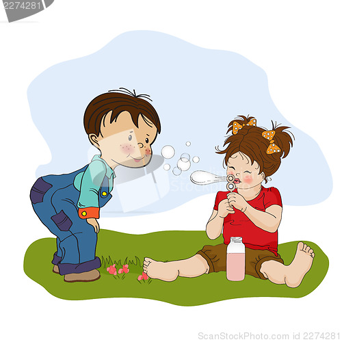 Image of little boy playing with a little girl