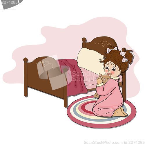 Image of little girl is preparing for sleep