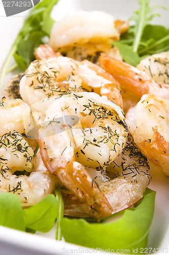 Image of Fresh grilled shrimps on white plate