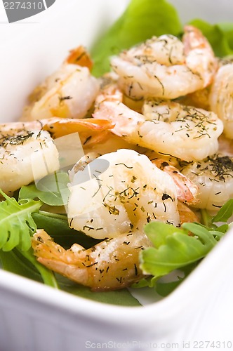Image of Fresh grilled shrimps on white plate