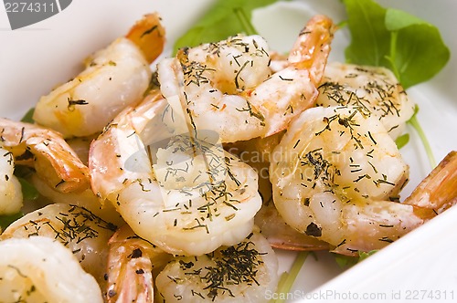 Image of Fresh grilled shrimps on white plate