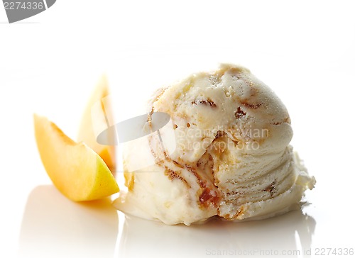 Image of scoop of ice cream on white background