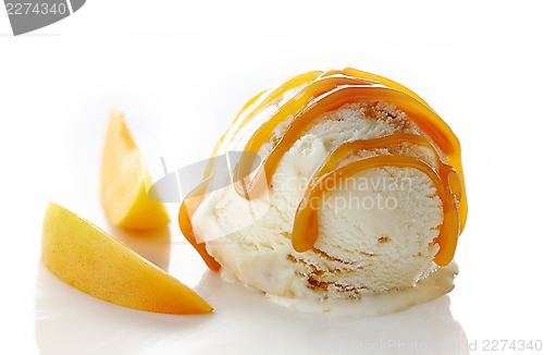 Image of scoop of ice cream on white background