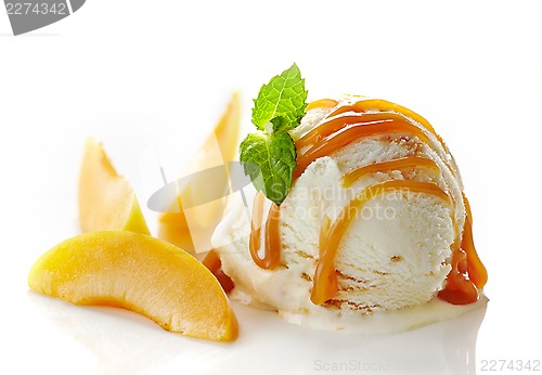 Image of scoop of ice cream on white background