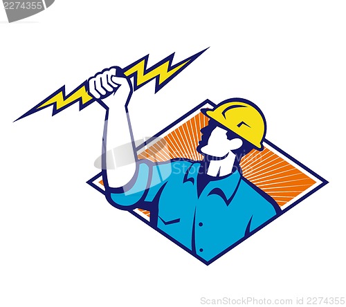 Image of Electrician Construction Worker Retro