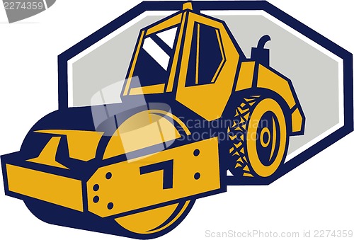 Image of Flat Drum Road Roller Retro