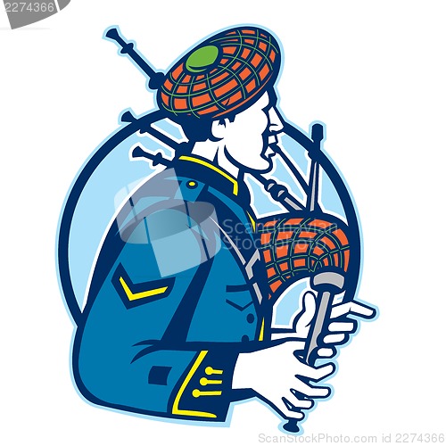 Image of Bagpiper Bagpipes Scotsman Retro