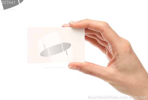 Image of Woman holding a business card