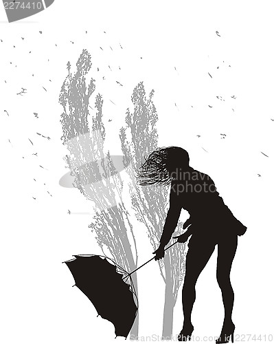 Image of Female in the wind and poplars