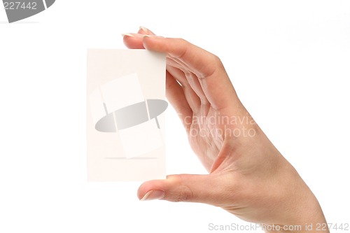 Image of Woman holding a business card