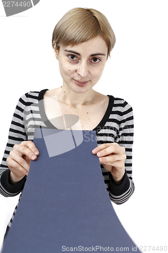 Image of Woman holding a paper