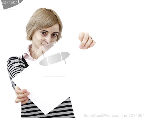 Image of Woman holding a paper