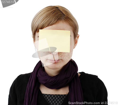 Image of Woman and post it