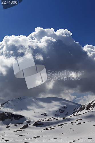 Image of Snow mountains and blue sky with cloud