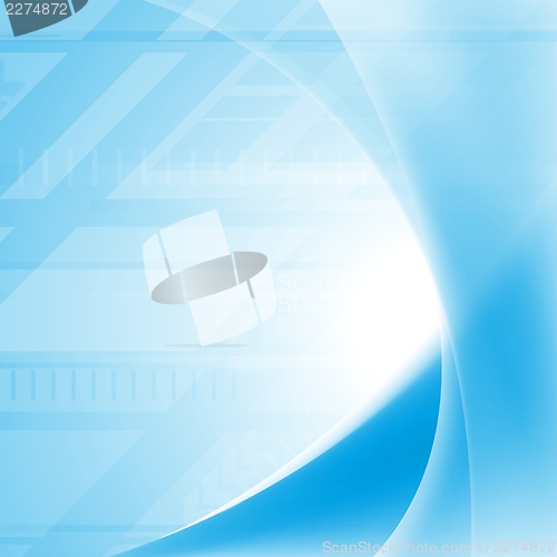 Image of Vibrant blue tech waves background