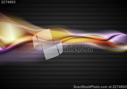 Image of Vector glowing waves on the dark background