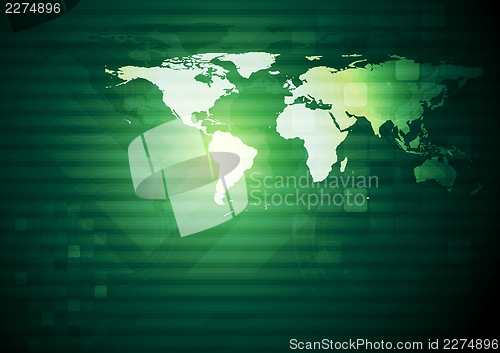 Image of Abstract technical background with world map