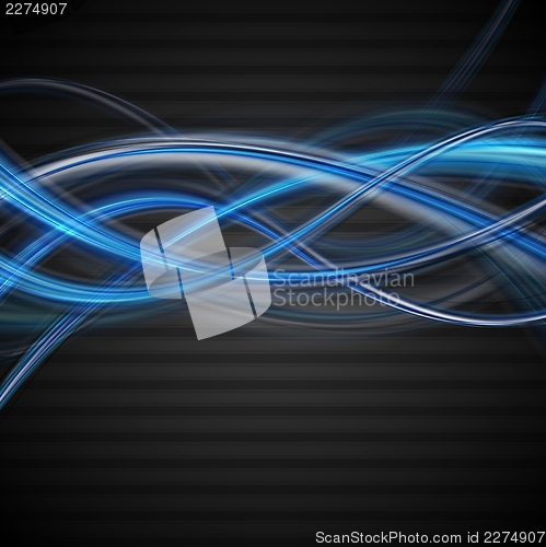 Image of Vibrant blue and black wavy backdrop