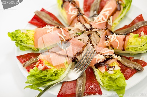 Image of food salmon anchovy salad