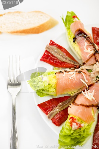 Image of food salmon anchovy salad