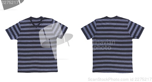 Image of Men's striped T-shirt with clipping path. Front and back.