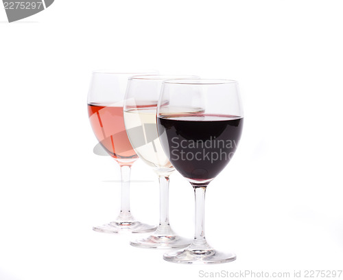 Image of A set of three glasses of wine