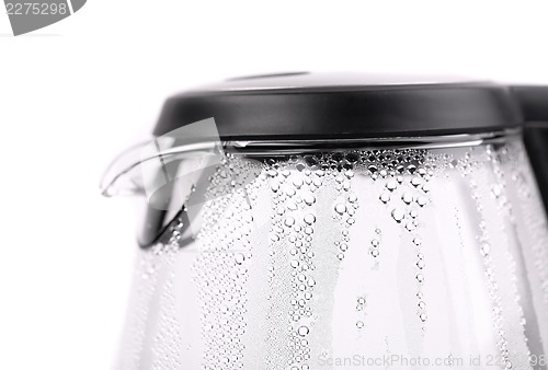 Image of Water boiling in the glass electric kettle.