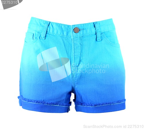 Image of A women jeans shorts isolated. Front.