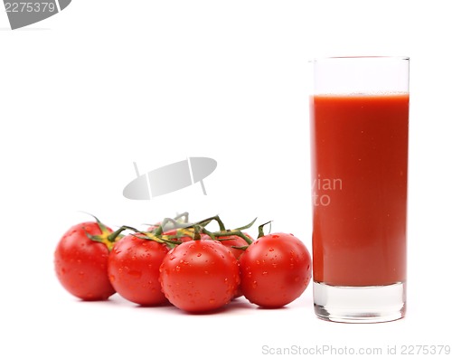 Image of Cluster of Tomatoes and a glass of juice