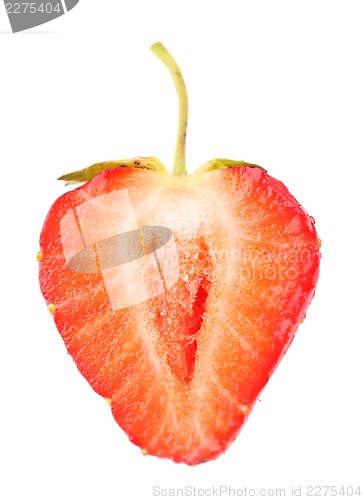 Image of Half of strawberry isolated on a white background.