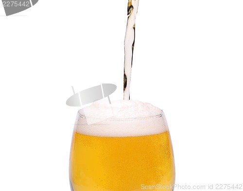 Image of Beer glass of light beer stream with azoom