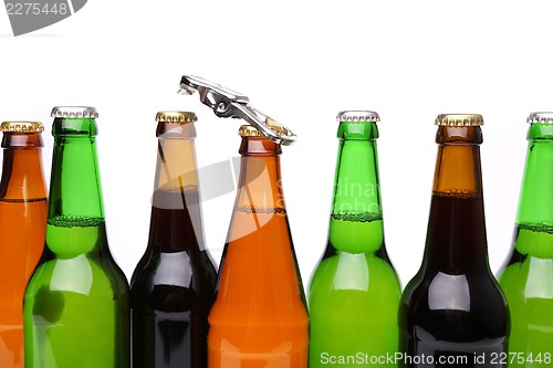 Image of Different bottlenecks with a bottle opener