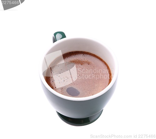 Image of Top view of black coffee cup isolated on white