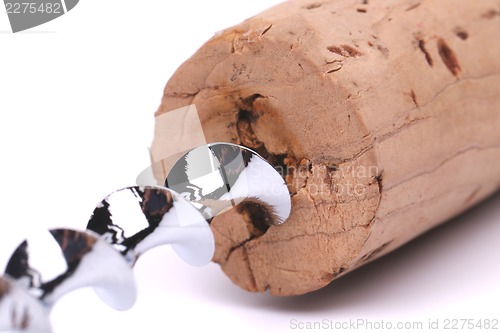 Image of A cork and corkscrew