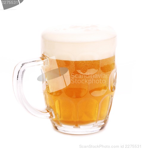 Image of Mug fresh beer with cap of foam isolated