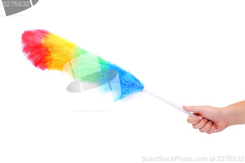 Image of Soft colorful duster with plastic handle