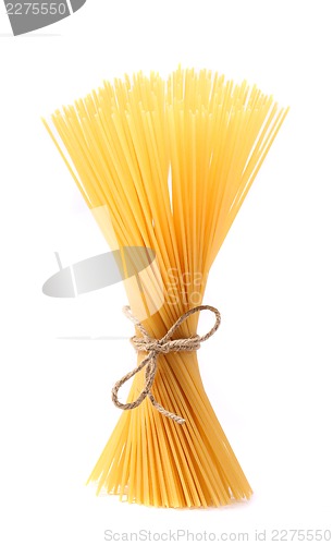 Image of Close up of Spaghetti isolated on white background.