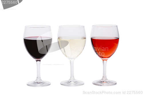 Image of A set of three glasses of wine