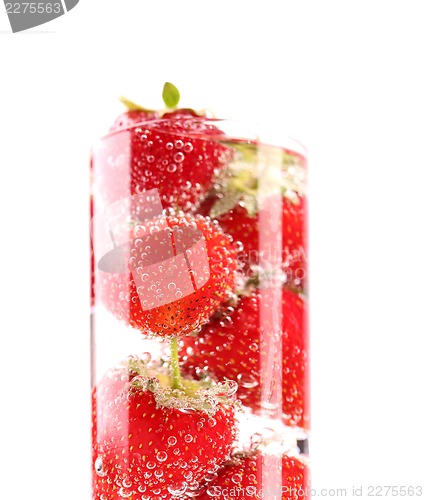 Image of Glass with strawberries isolated