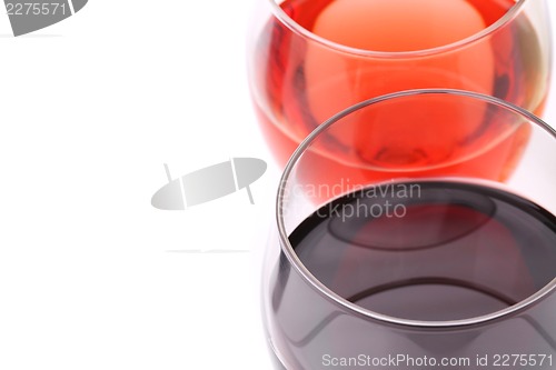 Image of Glasses of wine view from above close-up