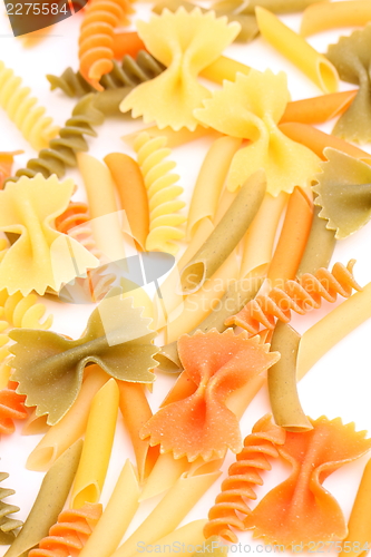 Image of A different pasta in three colors close-up.