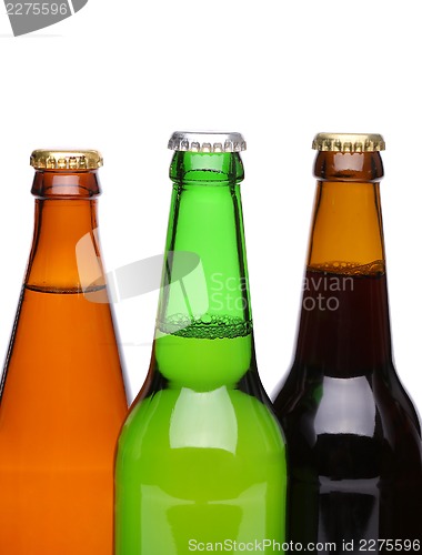 Image of Beer collection - Three green beer bottles.